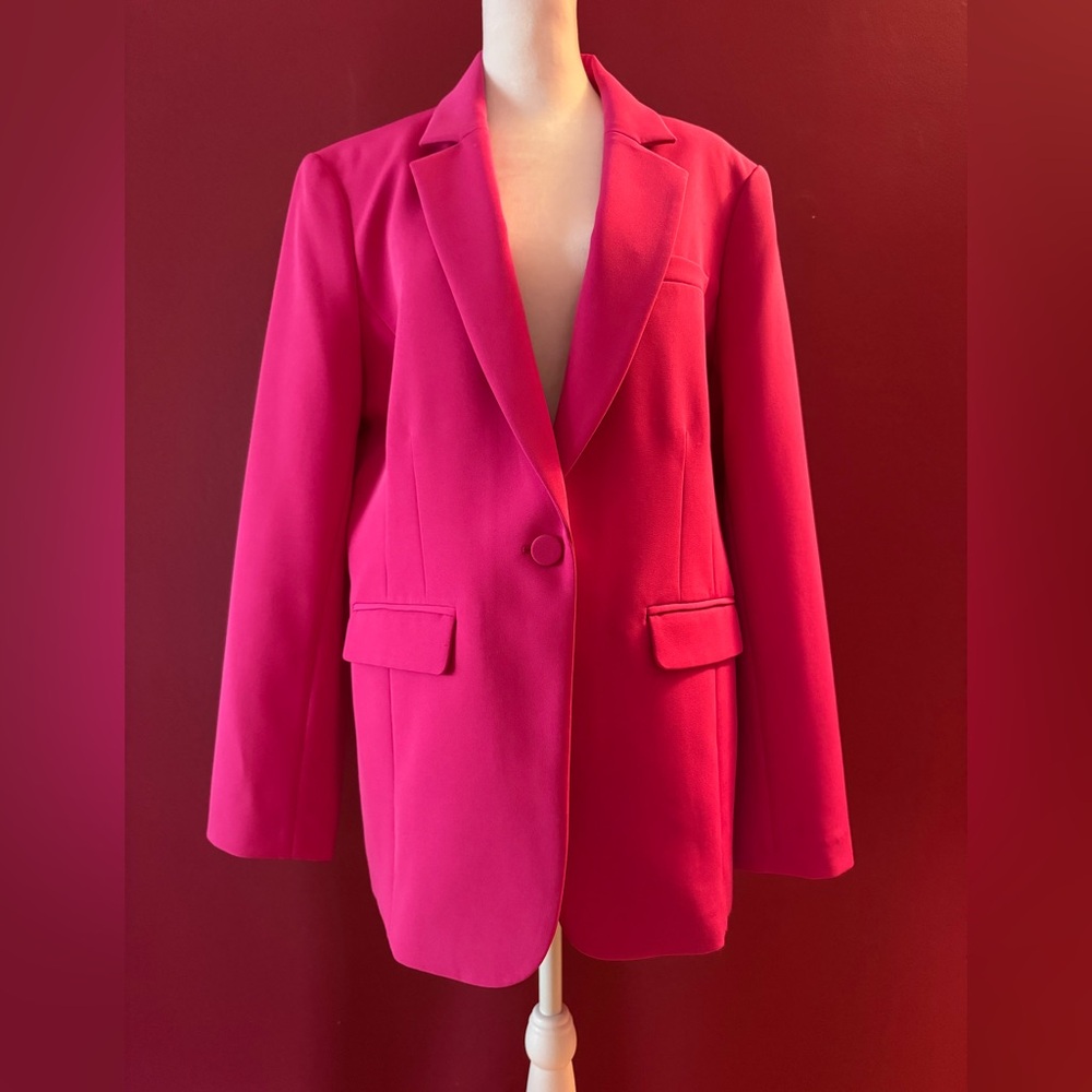 EUC DKNY Hot Bright Fuchsia Single-Button Women's Blazer 16